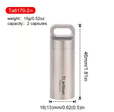 Tiartisan Titanium Mini EDC Tools Portable Sealed Medicine Bottle Home Outdoor Pill Box Waterproof Titanium Pill container 8