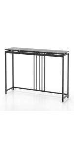 Product Introduction of COSTWAY 2-Tier Console Table, Modern Faux Marble Narrow Hall Desk Sofa Side Table, 120cm Long Slim Display Accent Table for Entryway, Living Room, Bedroom and Foyer (White+Black) 22