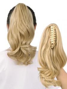 Women's 16inch Long Wavy Synthetic Ponytail Extension with Hair Claw, Natural Fluffy Hair Piece for Daily Use, Chic Hair Accessories for Women & Girls