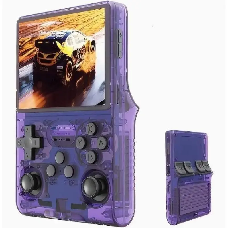 Group R36S Handheld Game Console, USB Rechargeable, Polymer Battery, Portable Gaming Device – Black/White/Purple, Non-Wireless, Creative Games