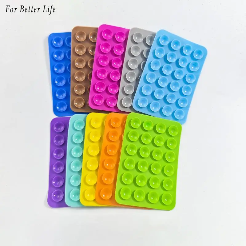 1PC Double Side Silicone Pad For Mobile Phone Fixture Suction Cup Backed Adhesive Silicone Rubber Sucker Pad For Fixed Pad