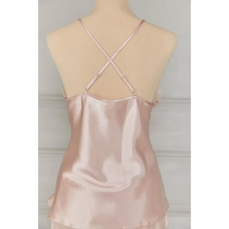 Pale Pink Cami Set with lace 1