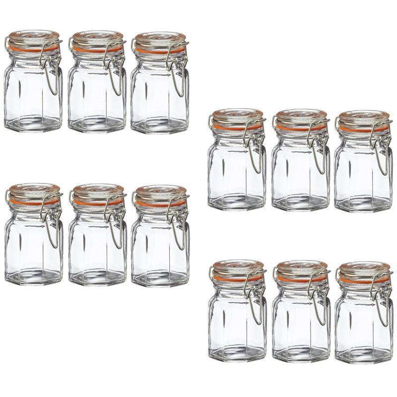Spice Jars Clip Top Herbs Condiments Seasoning Pots Storage Containers Set of 12 0