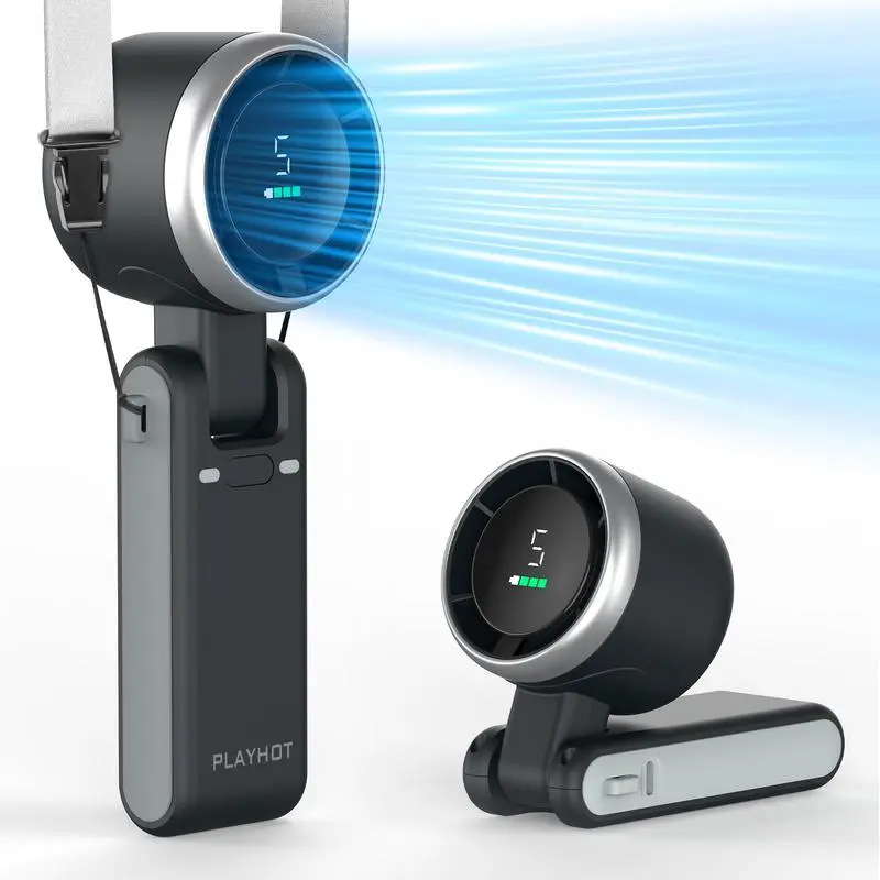 Portable Silent Mini Bladeless Electric Fan with 5-Speed Adjustable Fan and 4000mAh Battery for Outdoor Use 0