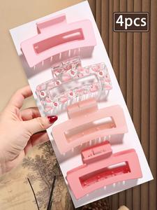 4pcs Hair clip set, candy color simple square hair claw clip, non-slip, suitable for thick hair, fine hair, back head hair