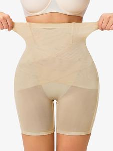 Women's Solid Sheer High Waist Shapewear Shorts, High Stretch Tummy Control Shaper, Ladies Shapewear Bottoms for Daily Wear