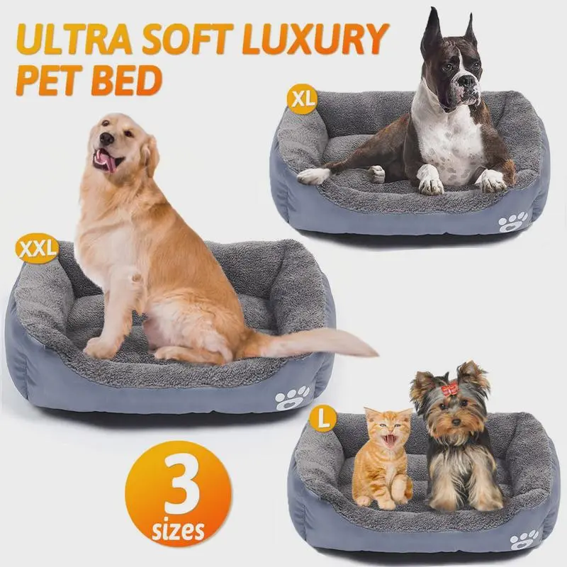 Soft Coral Fleece Pet Bed for Dogs and Cats - Waterproof Kennel for Autumn and Winter 0