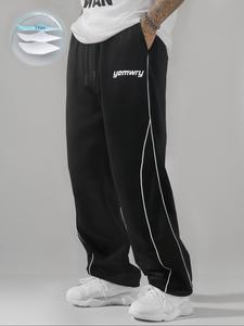 Men's Solid Color Striped Trim Pants, Regular Fit Casual Comfy Breathable Trousers for Daily Wear, Men's Bottoms for All Seasons