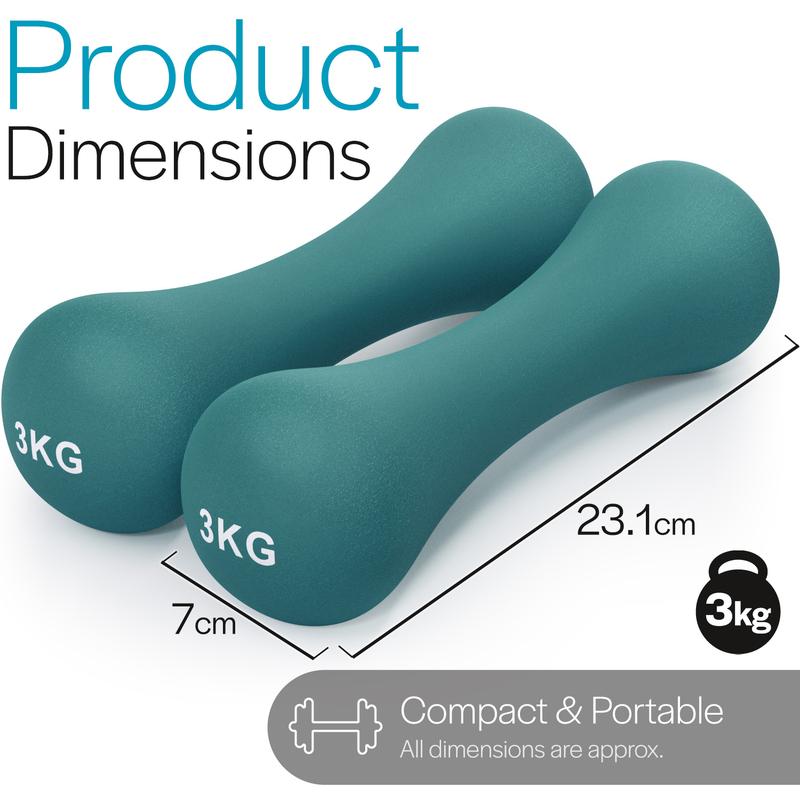 Core Balance Cast Iron Bone Dumbbells Pair | Soft Touch Neoprene | 0.75kg, 1kg, 1.5kg, 2kg, 3kg 5