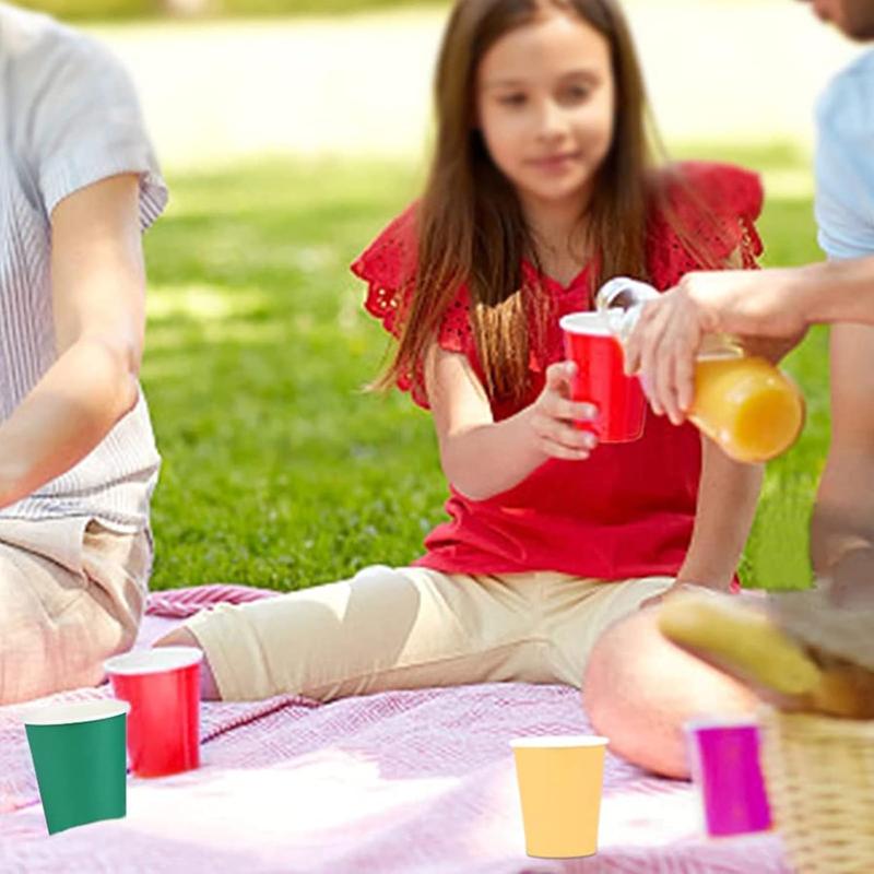 60 Pack Disposable Paper Cups, 250ml Multi Coloured Party Cups, Disposable Drinking Cups, Biodegradable and Compostable Cups for DIY Holiday Wedding Birthday Party Supplies 4