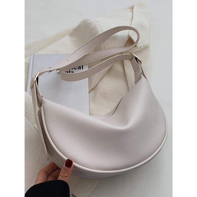 Large Capacity Fashionable Casual Niche Design Minimalist Solid Color Zipper Shoulder/Crossbody Satchel Bag, Versatile For Work/Commute 1