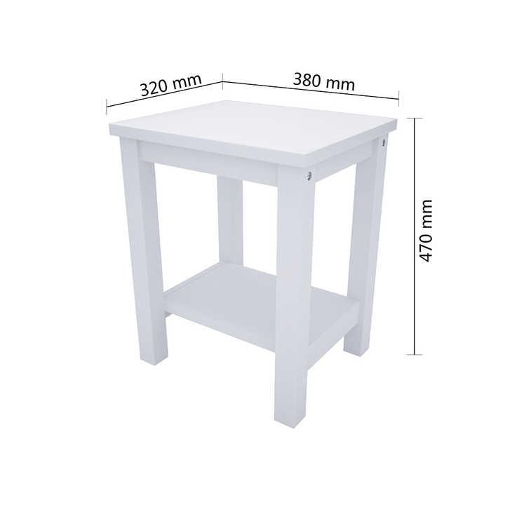Product Introduction of MDF Wood Bedside Table 2 Tier Small Nightstand Unit White Mat Painted With Shelf - Home Organizer 0