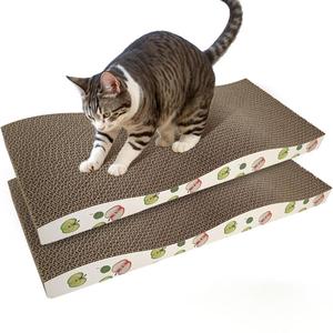 Cat Scratching Board with Double-sided Usability, 2 Counts Durable Corrugate Cat Scratcher, Pet Supplies for Indoor Playing