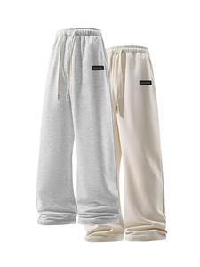 Men's Letter Print Straight Leg Pants, Casual Comfy Loose Trousers for Spring & Fall, Men's Bottoms for Daily Wear