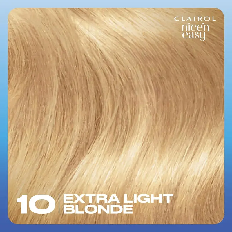 Clairol Nice'N Easy Crème, Natural Looking Oil Infused Permanent Hair Dye, 10 Extra Light Blonde Haircare Salon 6