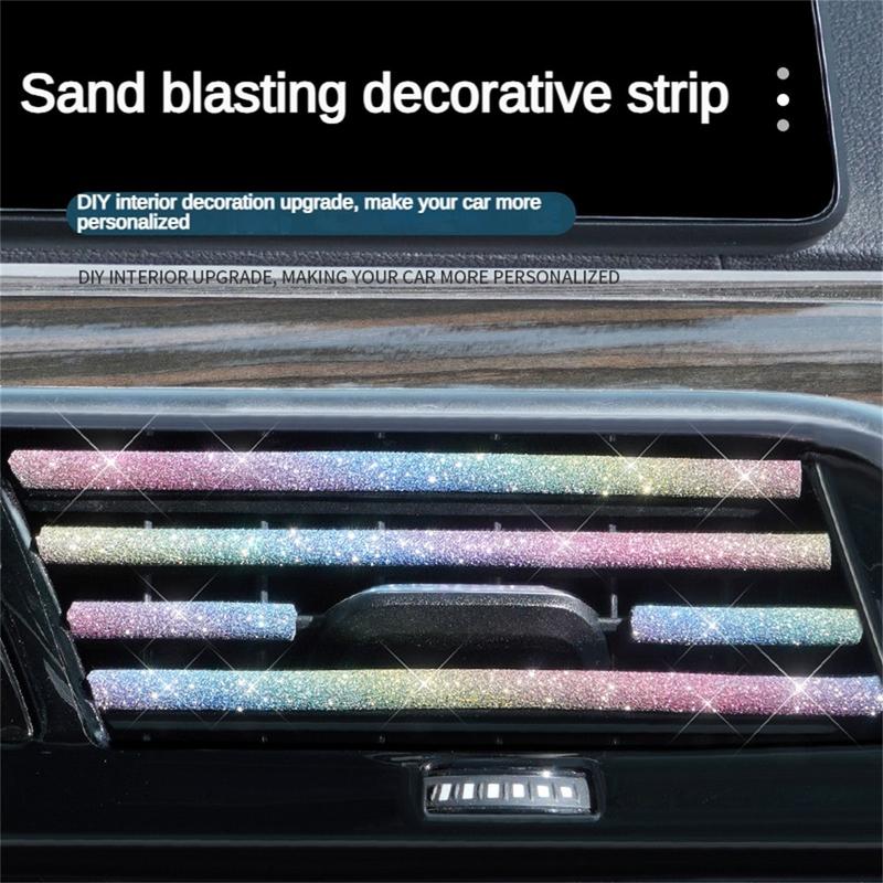 10pcs Pink Car Vent Outlet Trim, Rhinestones Bling Car Accessories Air Conditioner Vent Outlet Trim, Car Interior Decoration Strip For Car Styling 1
