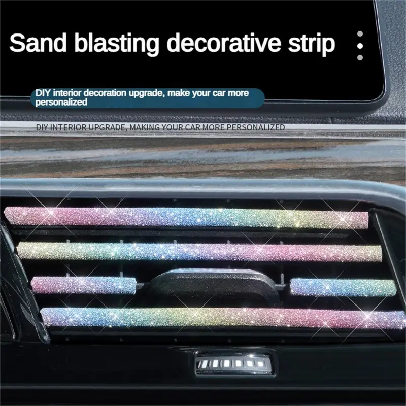 10pcs Pink Car Vent Outlet Trim, Rhinestones Bling Car Accessories Air Conditioner Vent Outlet Trim, Car Interior Decoration Strip For Car Styling 1