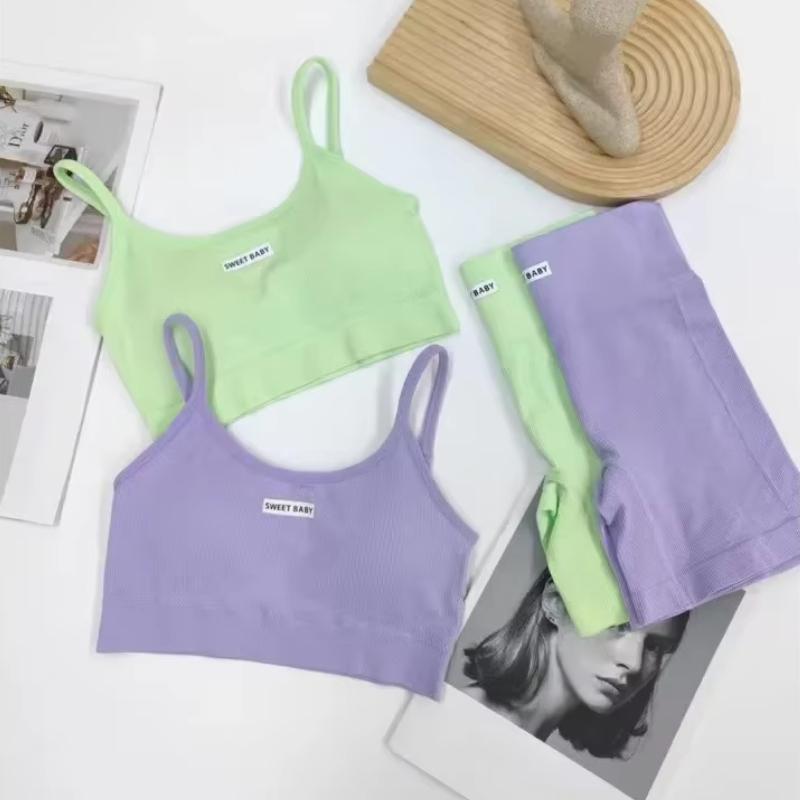 Womens Intimate Sexy Bra Bustier Shorts Set Camisole Padded Tank Top Female Slim Sports Underwear Pants Suit Summer Lingerie 1