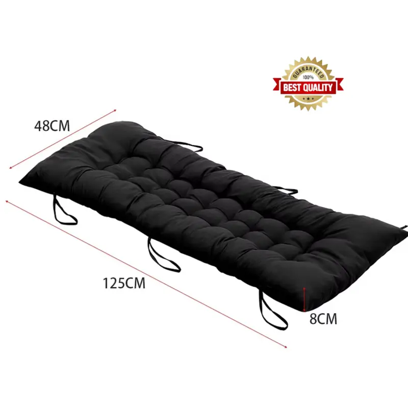 110cm Thick Soft Comfortable Chaise Lounge Chair Cushion, Black 1