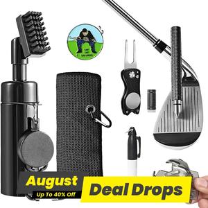 Golf Club Cleaning Kit, 1 Set Golf Club Cleaner with Golf Ball Marker Water Golf Towel Divot Repair Tool Groove Sharpener, Golf Care Accessories, Room Accessories, Golf Accessory, Golf Bag
