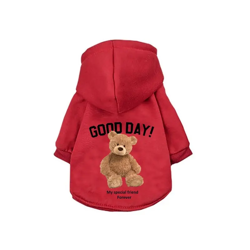 Winter Fleece Warm Pet Dog Clothes Cute Cartoon Bear Dog Hoodie For Small Dogs Pullovers Puppy Costumes Chihuahua Hug Ropa Perro 2