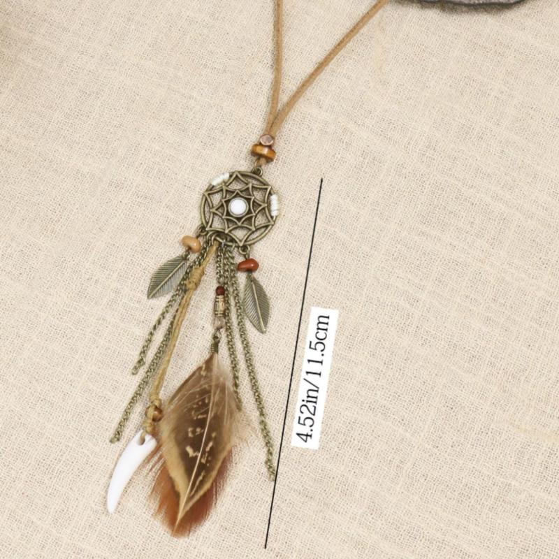 Fashion zinc alloy feather pendant necklace for women for daily, party, festival decoration 4