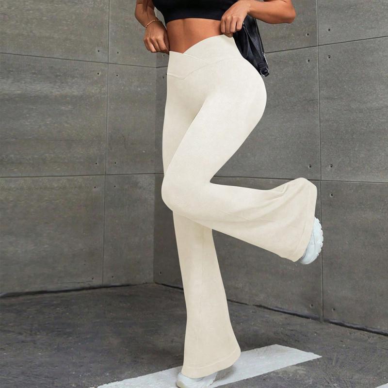 Women's ordinary high-waist bell bottoms, basic casual high-stretch overlapping waist bell bottoms, Body Shapewear, Summer wear 2025, Summer Women's Shapewear 5