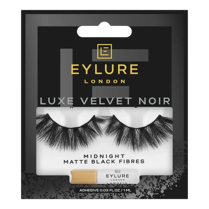 EYLURE LUXE Velvet Noir Style Midnight - False Eyelashes Faux Faux Mink Lash Glue Makeup Cosmetic Lash Extensions Gifting Presents Valentines Day Gifting Beauty Reusable Long Lasting Pack