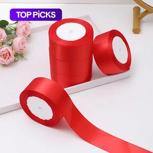 Solid Color Decorative Ribbon (5 Rolls), DIY Decorative Ribbon, Decorative Ribbon for Wedding Party Cake Gift Packaging, Gifts & Wrapping Supplies