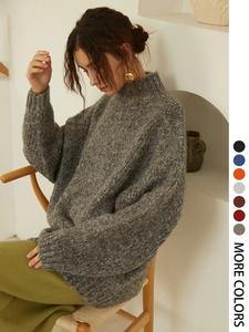 Women's Solid Drop Shoulder Mock Neck Cable Knit Sweater, Casual Long Sleeve Jumper for Fall , Fashion Ladies' Knitwear for Daily Wear
