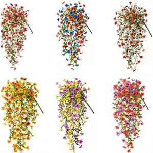 Artificial Daisy Hanging Flower, 2 Counts UV Resistant Faux Flower, Multicolor Decorative Flowers for Indoor & Outdoor, Home Decor Supplies, Plastic Plants, Artificial Mixed Flower, Vibrant Faux Flowers