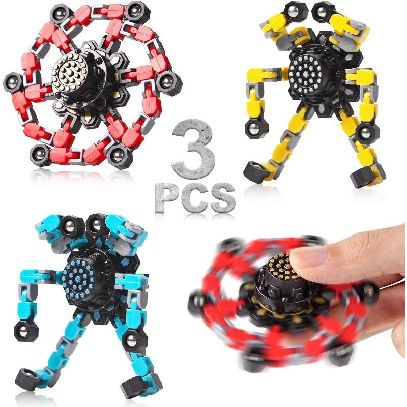 Easter Basket Stuffers Transformable Fidget Spinners 4 Pcs for Kids and Adults Stress Relief Sensory Toys for Boys and Girls Fingertip Gyros for Party Favors Stocking Stuffers Bulk for Kids 6