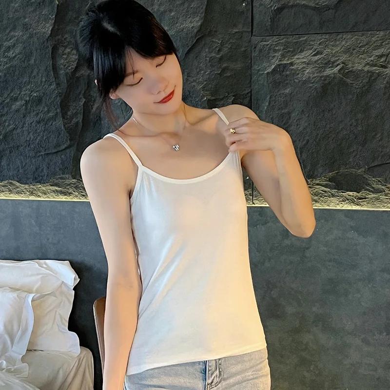Summer Simple Sling Camisoles Women Girls Crop Top Sleeveless Shirt Lady Bralette Tops Strap Skinny Camisole Base Vest Tops 5