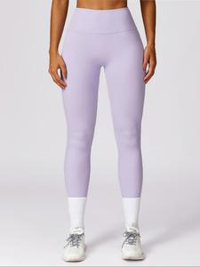 Women's Solid High Waist Sports Tummy Control Leggings, Casual Breathable Yoga Pants, Ladies Sportswear for Gym Workout Running