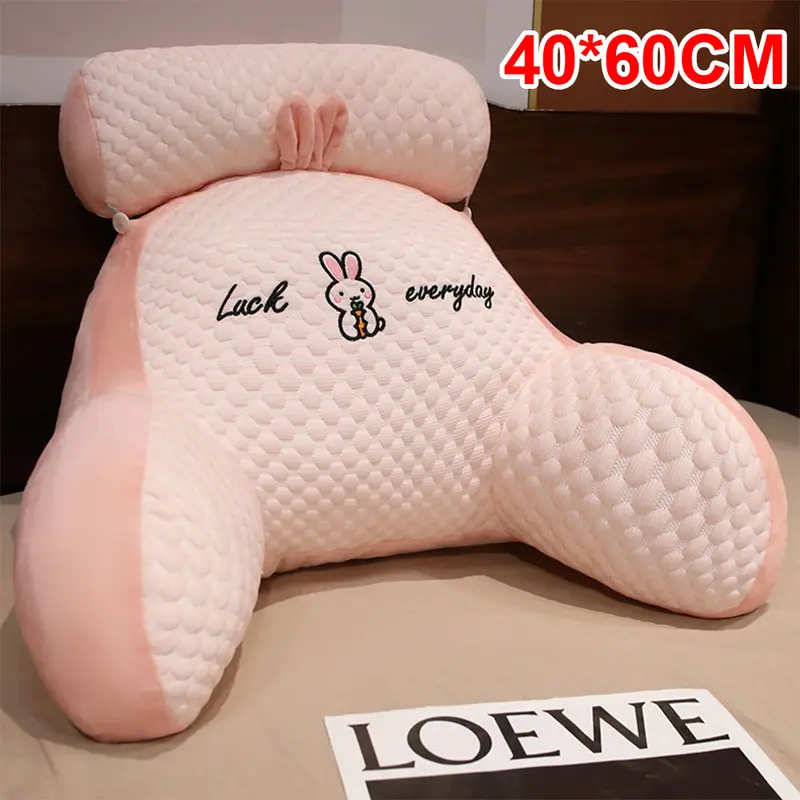 Bed Reading Lumbar Pillow Back Rest Lumbar Support Arm Seat Cushion Lounger-Pads，Pink 1