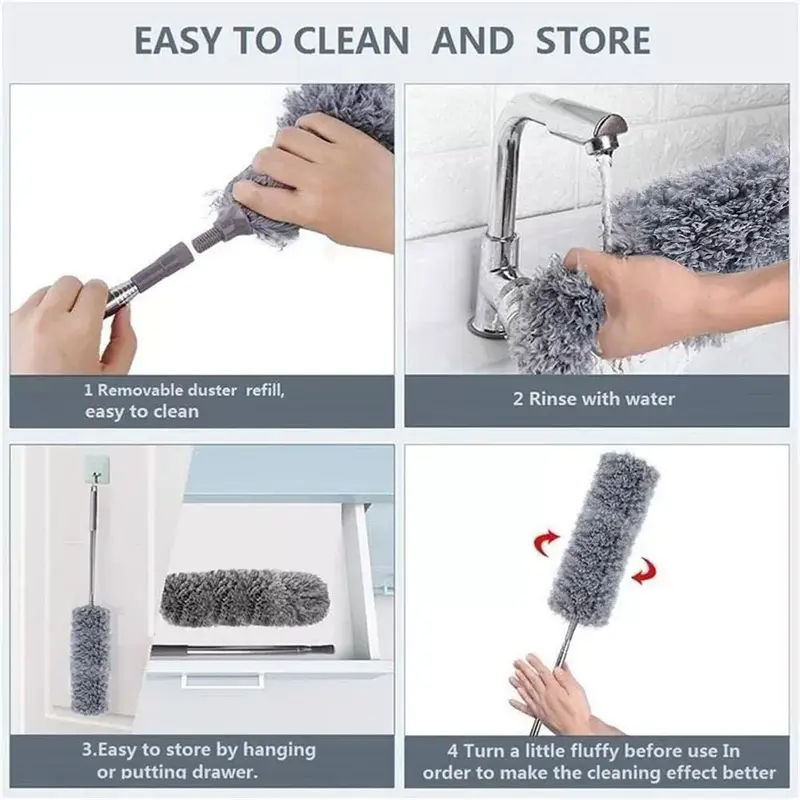 250cm Extendable Feather Duster Telescopic Magic Dust Brush Long Reach Handle 4