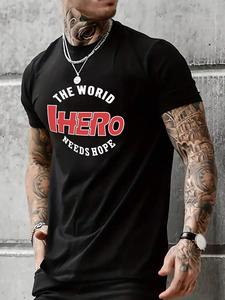 Men's Letter Print Round Neck Tee, Loose Casual Crew Neck Short Sleeve T-Shirt for Summer, Fashion Men's Top for Daily Wear