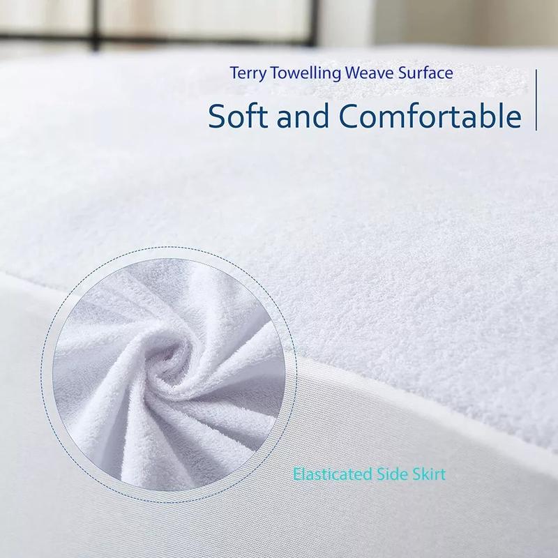 Terry Towel Mattress Protector Fitted Sheet Cover - 100% Waterproof - 30 Cm Deep - PREMIUM QUALITY - Microfiber - Extra Deepbed Fitted Cover 4