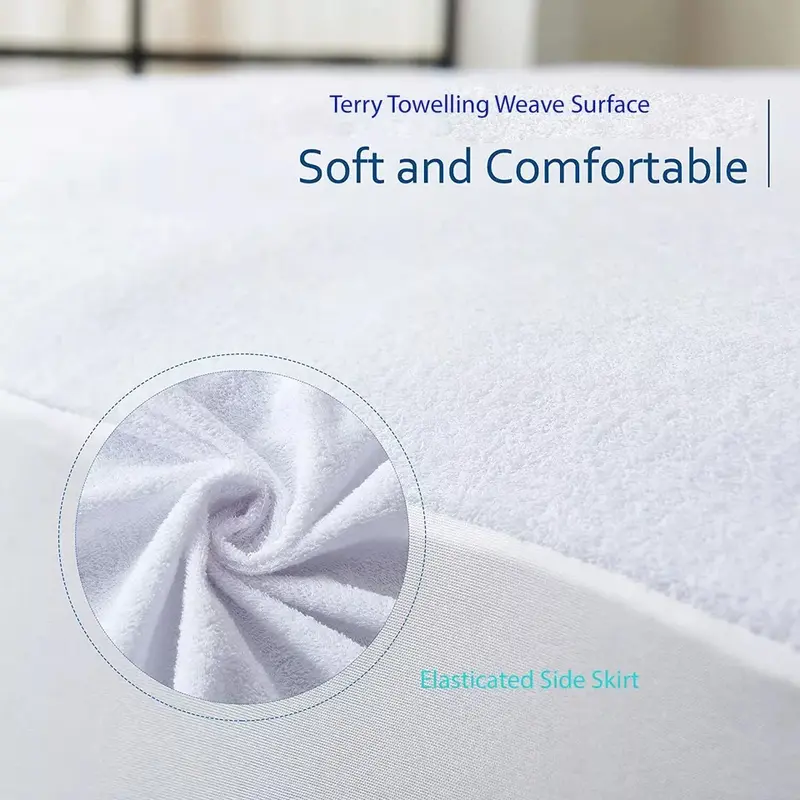 Terry Towel Mattress Protector Fitted Sheet Cover - 100% Waterproof - 30 Cm Deep - PREMIUM QUALITY - Microfiber - Extra Deepbed Fitted Cover 3