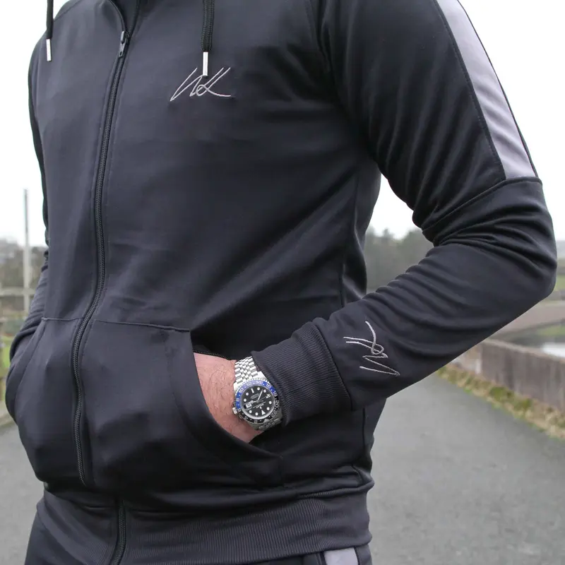 Men's Onyx Black & Grey Stripes Hoodie - Classic & Stylish Menswear Slim Fit 4