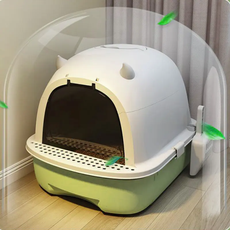 Livingandhome Detachable Cat Litter Box with Sand-Leakage Pedal and Odour Control Bag 3