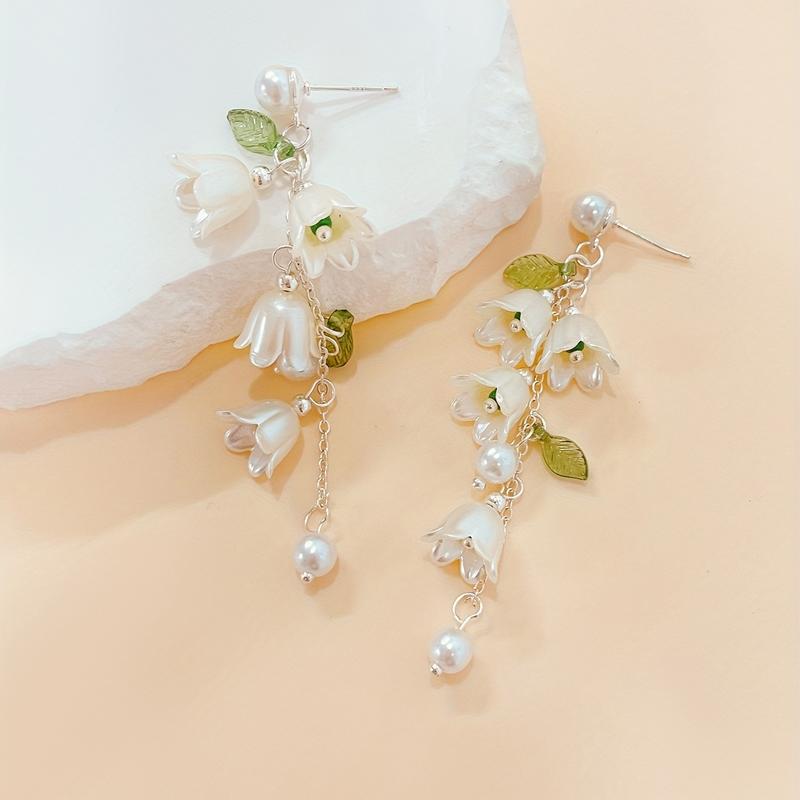 Charming Lily of Valley Dangle Earrings - Handmade Resin Jewelry for Her - Stylish, Lightweight & Eye-Catching Design - Perfect Vacation Accessory or Special Gift for Women 2