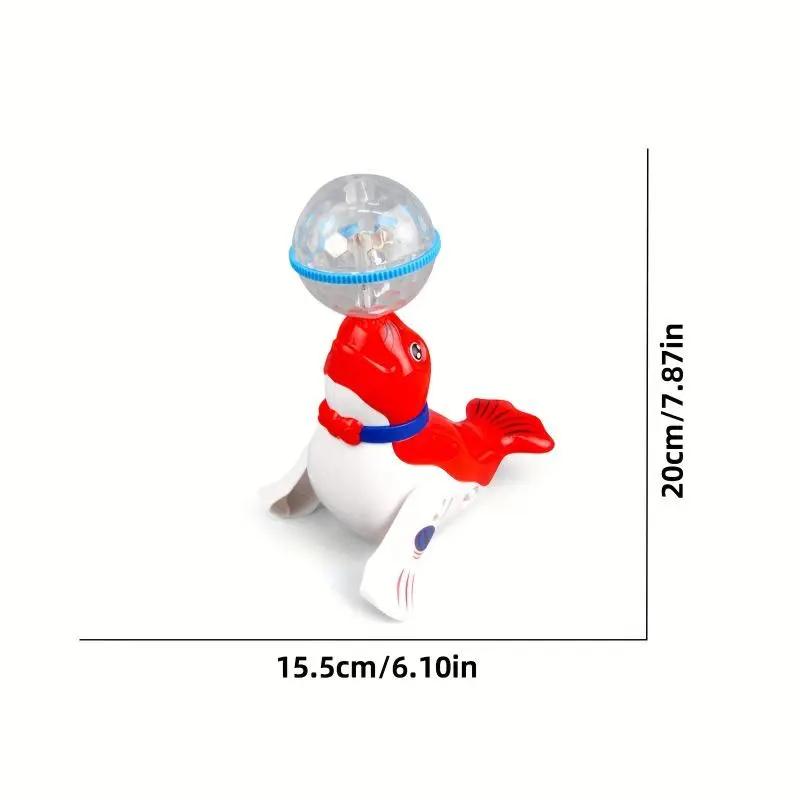 360° Rotating Sea Lion Top Toy with Flashing Lights & Music – Cute Cartoon Animal Puzzle for Youngsters, Blue & Red Whimsical Design, Perfect Gift for Valentine’s Day, Christmas, Thanksgiving, Easter (Batteries Not Included) 4
