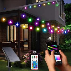 Solar Powered Smart LED String Light, Waterproof LED String Light, Bluetooth-compatible APP Control Decorative Light for Outdoor Garden Yard Camping Party Wedding