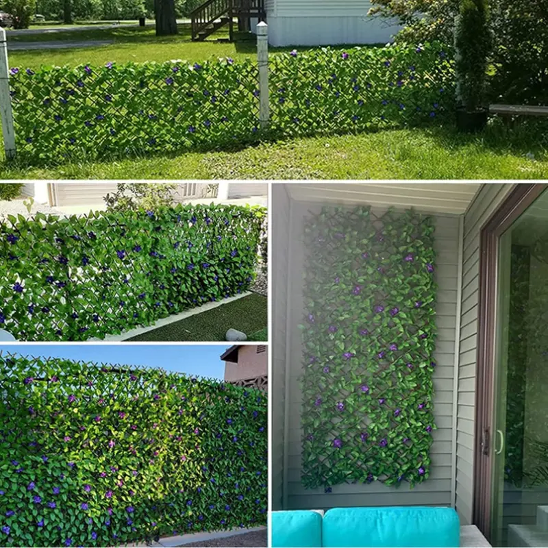 Artificial Ivy Fence Screening, Garden Privacy Hedge Screen, Expandable Faux Green Leaf Trellis, 30cmx180 - Expanded 5