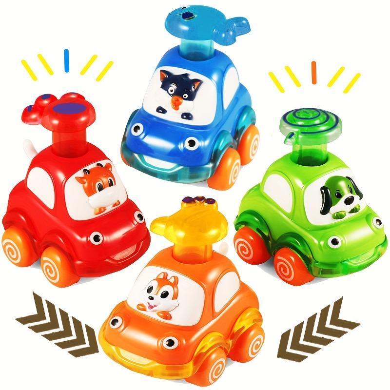 Animal Car Toys, Transparent Animal Cart, Press and Go Cars, Encourage Youngsters Crawling and Chasing, Toy Set, Perfect Gift for Youngsters, Random Color 0