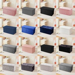 Large Storage Box Folding Ottoman Collapsible Toys Square Chest Box 78X38X38CM | Luxurious Padded Footstool or Storage Chest Lid for Bedroom, Hallway, Living Room | Teddy Crushed velvet Choudhary Foldable Footstool for living room Toy Chest,Storage Seat