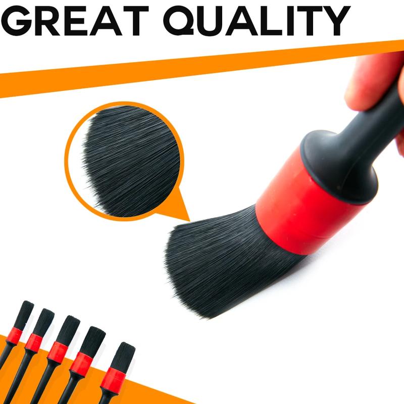 5PCS Car Detailing Brush Set for Wheels, Engine Emblems, Air Vents - Perfect for Cleaning Hard-to-Reach Areas 2
