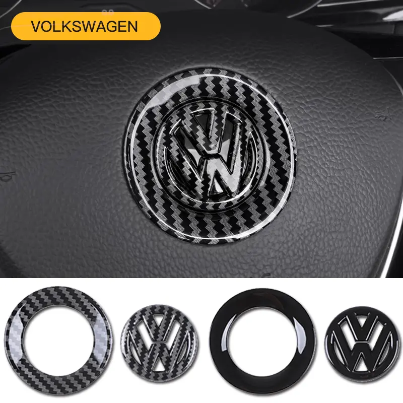 ABS Carbon Fiber Pattern Car Logo Steering Wheel Sticker Badge For VW GTI Passat B6 Golf 4 5 7 Polo Jetta Caddy Beetle Tiguan CC