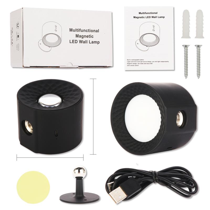 USB Rechargeable Smart LED Wall Light, 1/2 Counts RGBNlight Light with Remote Control, 360° RotatableSpotlight for Bedroom, Bedslde, Display Wall, Cabinet,Hallway, Game Room 4